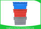 Nestable heavy duty plastic storage containers with attached lids stackable