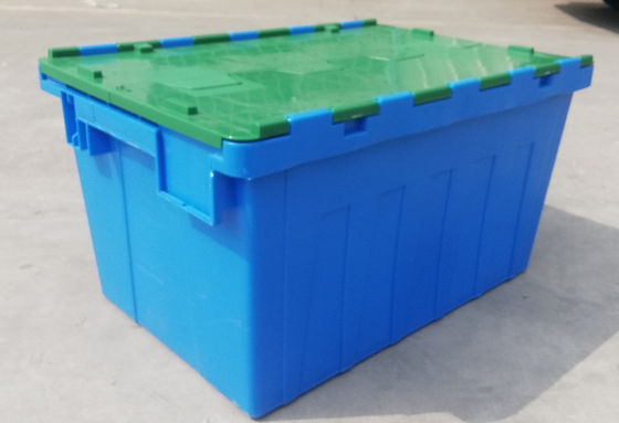 Kustomisasi 35kg Memuat Kotak Tote Plastik Tutup Terlampir Wadah Susun Bersarang