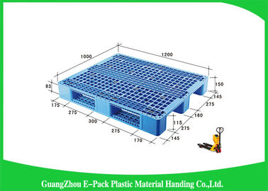 Double Sides 4 - Way Stackable Plastic Pallets, Plastik Skids Pallet 1200 X 1000mm
