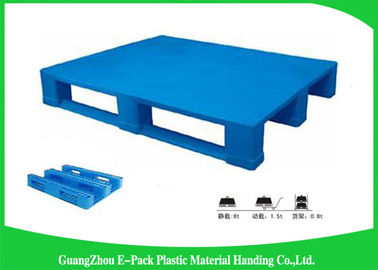 1200 * 800mm Palet Plastik Biru Dengan Tiga Pelari, Palet Selip Plastik Virgin HDPE