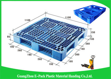 Palet Euro Plastik Dek Solid Tahan Lama Food Grade Tiga Selip Bahan HPPE
