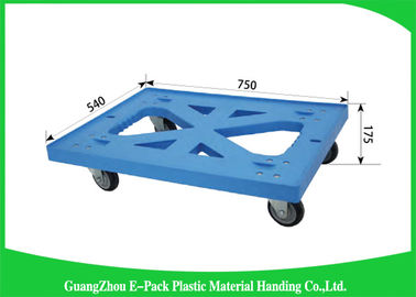 750 * 570 * 175mm Pallet Pallet Pindah Plastik Tugas Berat Empat Roda 100% PP