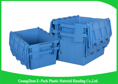 Wadah Tutup Terlampir Plastik 60L Tugas Berat Stackable Moving 600 * 400 * 365mm