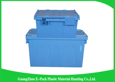 Wadah Tutup Terlampir Plastik 60L Tugas Berat Stackable Moving 600 * 400 * 365mm