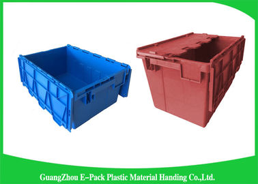 Gudang Kotak Tote Plastik Nestable / tempat sampah yang dapat ditumpuk dengan tutup berengsel