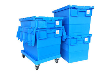 23,6 'x 15,7' Penyimpanan Pindah Kotak Tote Plastik Stackable Dengan Tutup Berengsel
