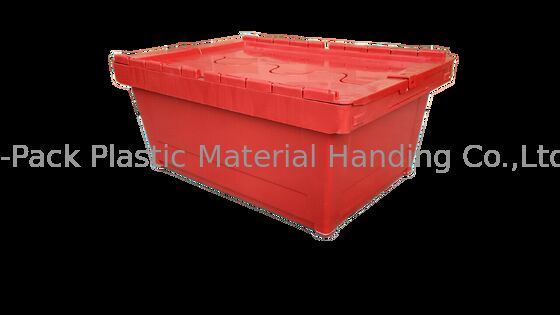 Wadah Tutup Terpasang Plastik PP Tahan Benturan Standar Totebox 600x400mm Warna Kustom dan Pencetakan Logo Besar untuk Pemuatan