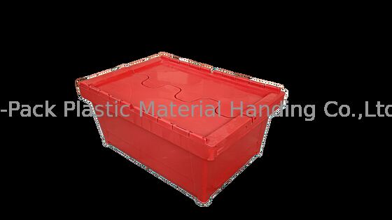 Wadah Tutup Terpasang Plastik PP Tahan Benturan Standar Totebox 600x400mm Warna Kustom dan Pencetakan Logo Besar untuk Pemuatan