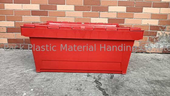 Wadah Tutup Terpasang Plastik PP Tahan Benturan Standar Totebox 600x400mm Warna Kustom dan Pencetakan Logo Besar untuk Pemuatan