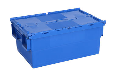 Lebih banyak warna 100% Virgin Polypropylene Stack Nest Container Tutup Terlampir 600*400 mm Ukuran Standar Perakitan Kawat Baja