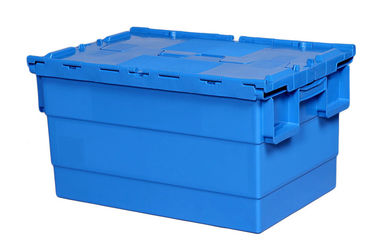 Lebih banyak warna 100% Virgin Polypropylene Stack Nest Container Tutup Terlampir 600*400 mm Ukuran Standar Perakitan Kawat Baja
