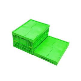Disesuaikan Green PP Plastic Folding Crate Mesh Body + Solid Bottom