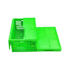 Disesuaikan Green PP Plastic Folding Crate Mesh Body + Solid Bottom