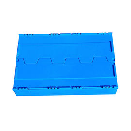 600*400*368 Mm Logistik Kotak Plastik Dilipat Tutup Terlampir Warna Biru