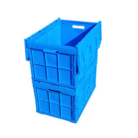 600*400*368 Mm Logistik Kotak Plastik Dilipat Tutup Terlampir Warna Biru