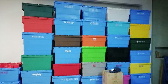 Air - Bukti 600*400*365 Mm Stacking Plastic Totes Dengan Anti-Theft Button Seal