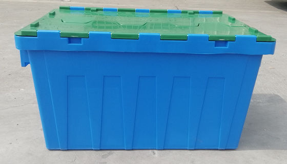 Kustomisasi 35kg Memuat Kotak Tote Plastik Tutup Terlampir Wadah Susun Bersarang