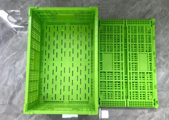 Peti Plastik Lipat Perputaran Hijau Dengan Basis Mesh Ringan
