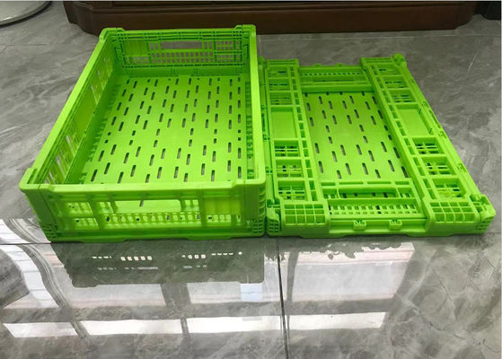 Peti Penyimpanan Plastik Perputaran Dinding Mesh Lipat Untuk Buah Sayuran