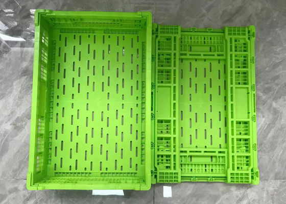 Peti Penyimpanan Plastik Perputaran Dinding Mesh Lipat Untuk Buah Sayuran