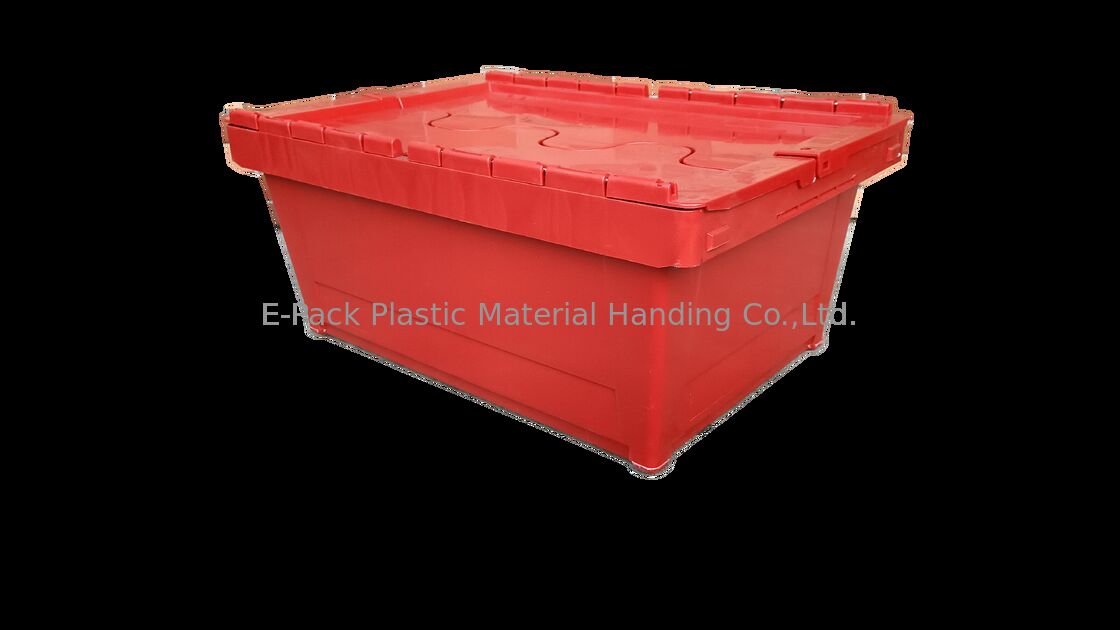 Wadah Tutup Terpasang Plastik PP Tahan Benturan Standar Totebox 600x400mm Warna Kustom dan Pencetakan Logo Besar untuk Pemuatan