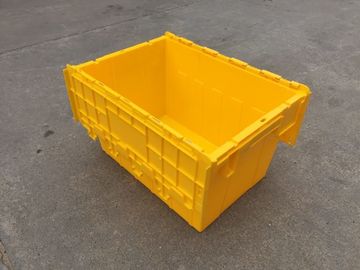 Tempat Penyimpanan Plastik Kuning Tutup Terlampir Ditumpuk Untuk Transportasi